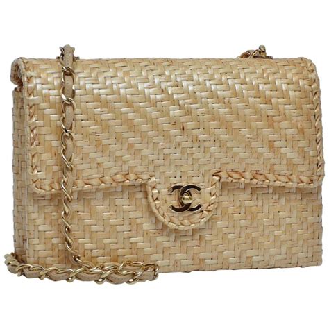 chanel straw boy bag